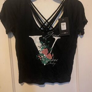 Fashion Nova Black Floral V-Strap Crop Top